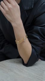 Tek Taş Detaylı Üçlü Bileklik Gold - Görsel 4