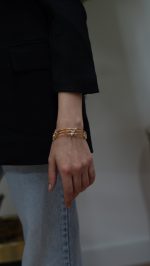 Tek Taş Detaylı Üçlü Bileklik Gold - Görsel 6