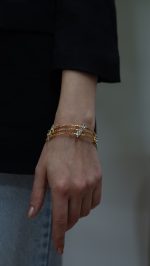 Tek Taş Detaylı Üçlü Bileklik Gold