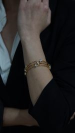 Tek Taş Detaylı Üçlü Bileklik Gold - Görsel 2