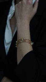 Tek Taş Detaylı Üçlü Bileklik Gold - Görsel 3